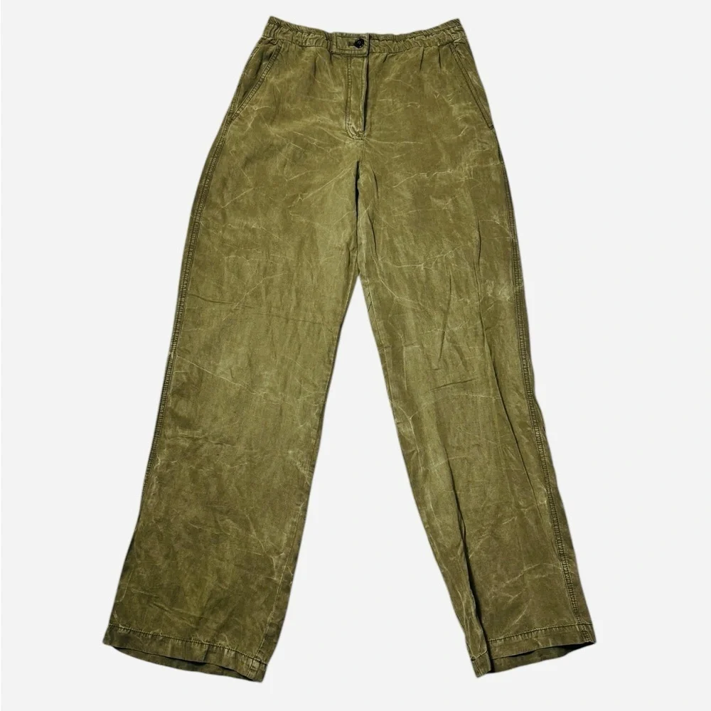 NWT New Zara Olive Marble Linen Blend Chino Pants Size M